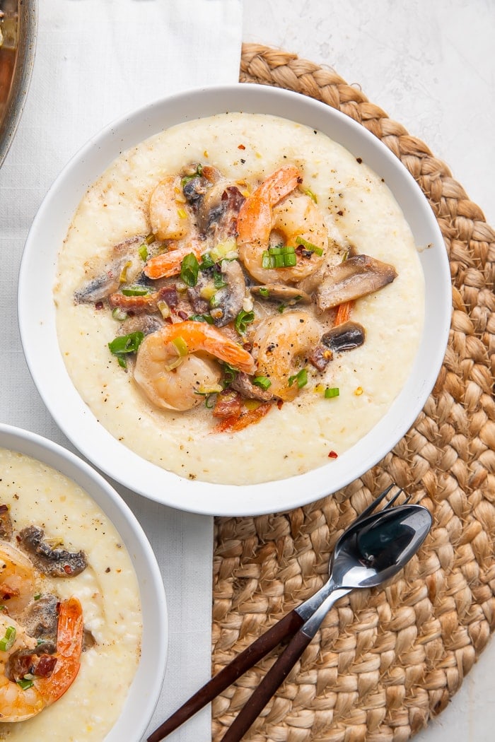 Two bowls of the best shrimp and grits