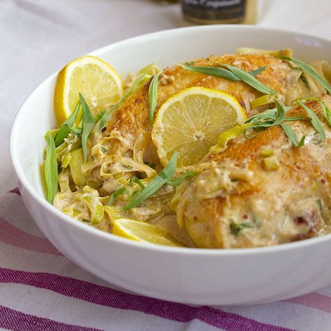 Creamy Tarragon-Dijon Chicken with Leeks - incredibly good