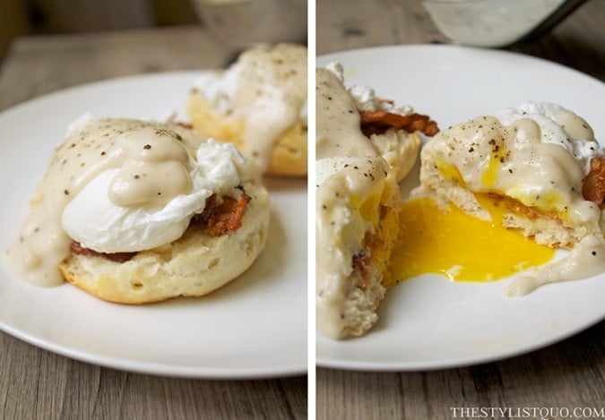 Southern Eggs Benedict with Bacon, Biscuits, and Gravy // The Stylist Quo