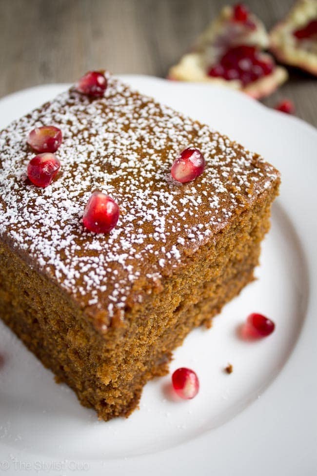 Gingerbread Cake with Pomegranate Seeds