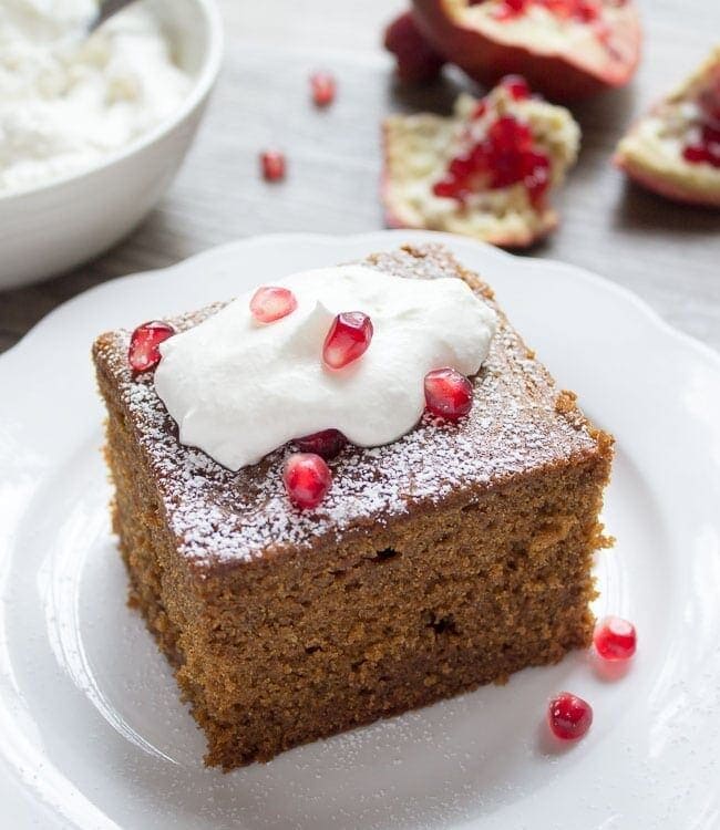 Gingerbread Cake with Pomegranate Seeds