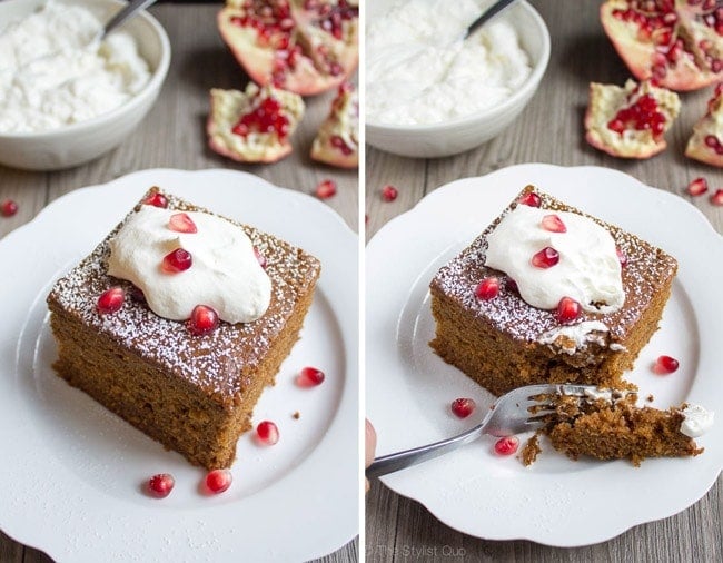 Gingerbread Cake with Pomegranate Seeds