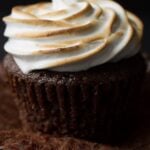 Hot Chocolate Cupcakes with Toasted Marshmallow Frosting