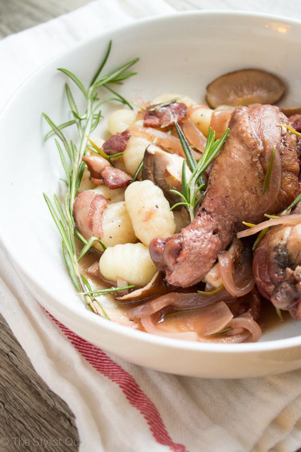 Red Wine Braised Chicken with Rosemary and Mushrooms 40 Aprons