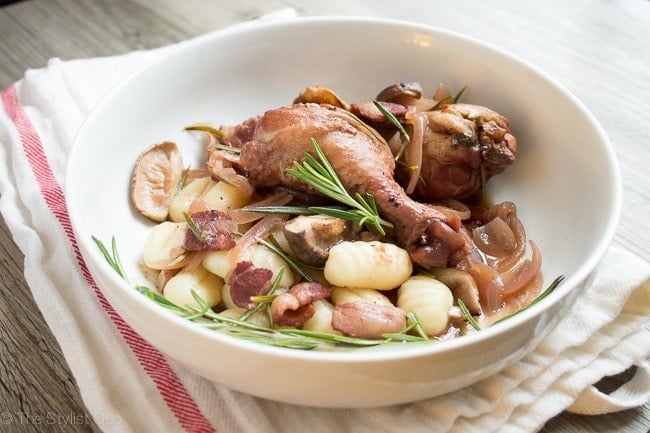 Red Wine-Braised Chicken with Rosemary and Mushrooms