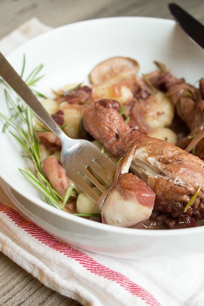 Red Wine-Braised Chicken with Rosemary and Mushrooms