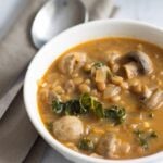 Curried Lentil Kale Soup with Mushrooms