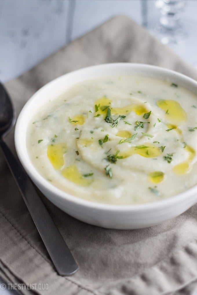 Mashed Potato Soup with Tarragon.