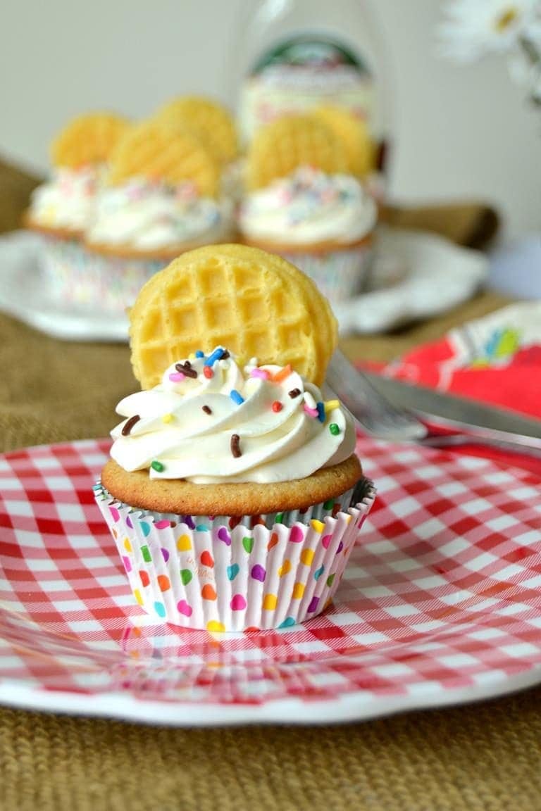 Leslie Knope Waffle Cupcakes with Whipped Cream Frosting