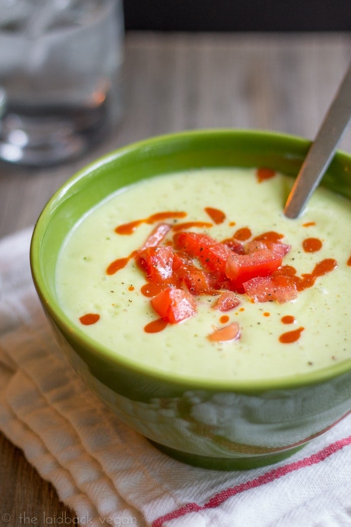 Chilled Avocado Soup. Rich yet refreshing, perfect for summer entertaining. Vegan