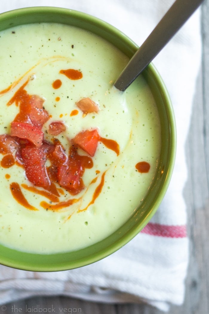 Chilled Avocado Soup. Rich yet refreshing, perfect for summer entertaining. Vegan