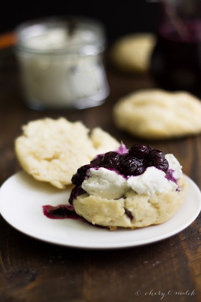 Biscuits with Goat Cheese and Blueberry Compote. Elegant yet homey, these are just unbelievable.