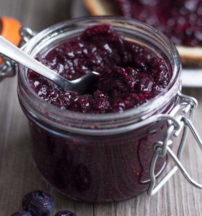Blueberry Chia Jam. 4 ingredients, 20 minutes, loaded with antioxidants, vitamins, and minerals!