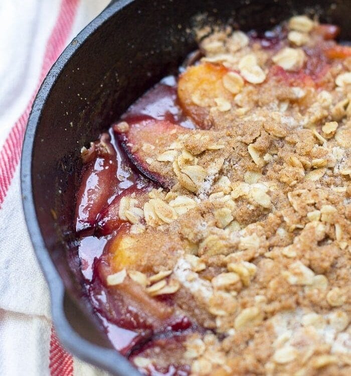 Stone Fruit Skillet Crumble for Two. Vegan, Gluten Free, and No Refined Sugars!