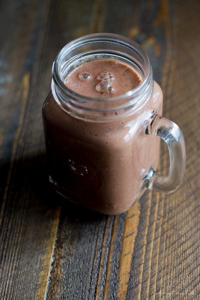 Chocolate Raspberry Maca Smoothie. Tastes like a chocolate covered raspberry milkshake - behaves like health food!