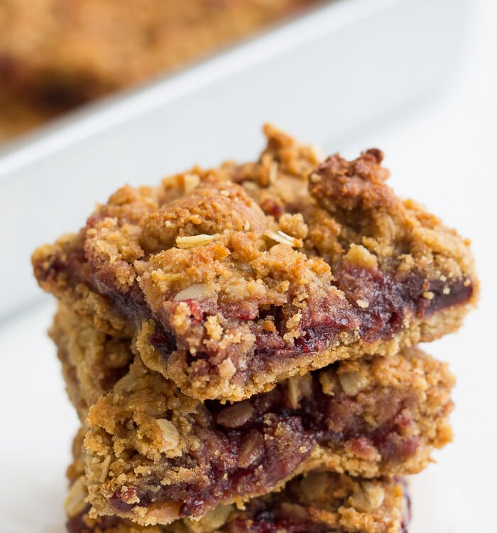 PB&J Bars. Vegan, gluten-free, and refined sugar free, this fun take on the classic sandwich will become a back to school tradition!