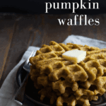 Tender, spiced vegan pumpkin waffles. Perfect for fall mornings