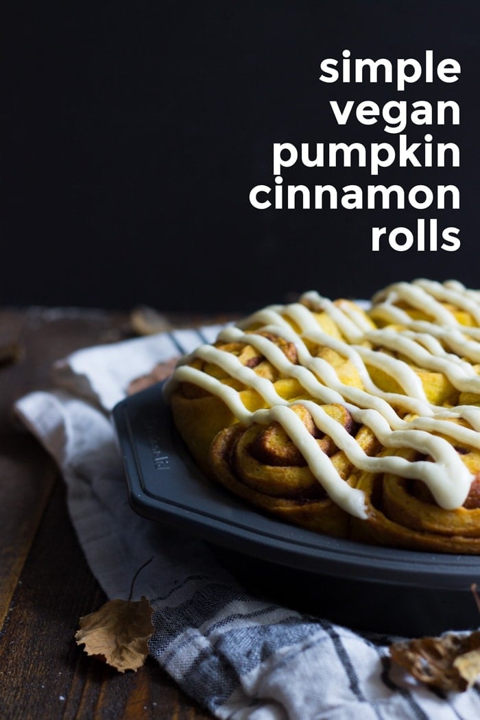 Vegan pumpkin cinnamon rolls - simplified and ready in about 2 hours, these are the perfect fall breakfast