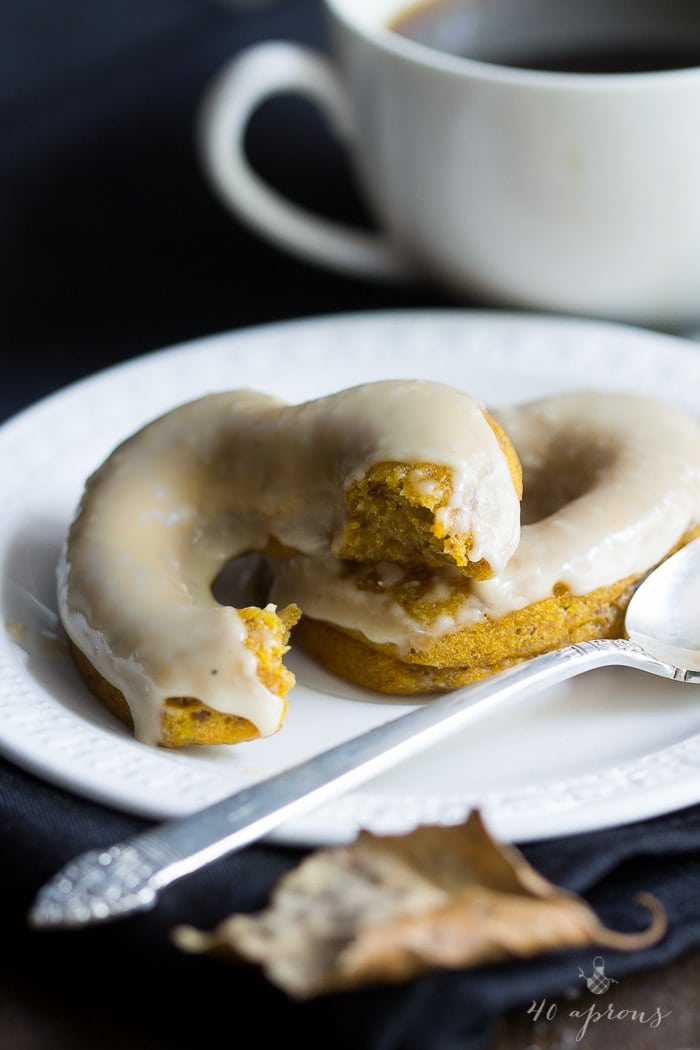 Vegan pumpkin donuts with salted caramel glaze. Epic!