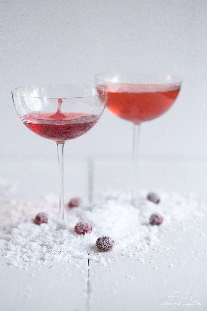 Cranberry-elderflower champagne sparkler. A bit sweet, a bit tart, and totally bubbly and indulgent. Perfect for Christmas Eve or New Years Eve!