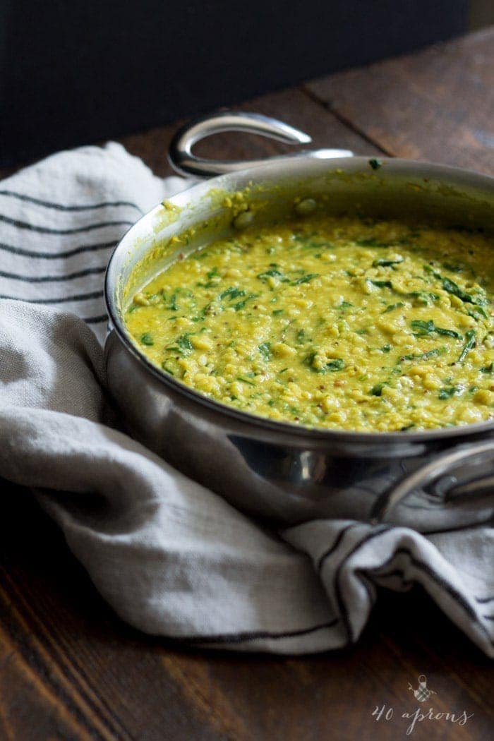 Nourishing and filling dal palak - lentils with spinach. Packed with flavor, perfect for the cooler months!