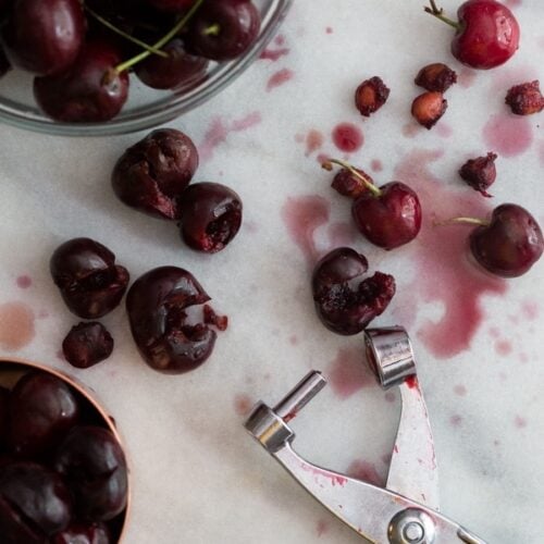 Goat cheese & roasted cherry ice cream - Jeni's recipe. The best ice cream I've ever, ever tasted. /// 40 Aprons