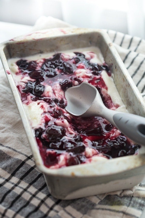 Goat cheese & roasted cherry ice cream - Jeni's recipe. The best ice cream I've ever, ever tasted. /// 40 Aprons