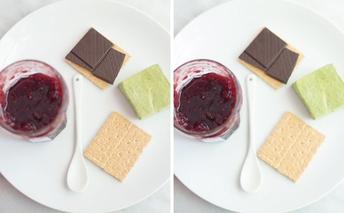 Matcha raspberry dark chocolate smores! Yes.. just as epic as they sound. /// 40 Aprons