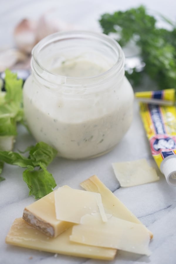 A rich and creamy yet light and bright salad dressing--inspired by Carrabba's and pregnancy cravings. // 40 Aprons