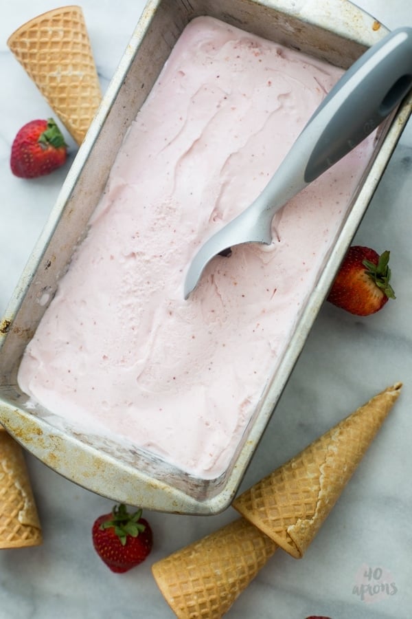 Roasted strawberry and buttermilk ice cream - Jeni's Ice Creams recipe. The perfect strawberry ice cream. // 40 Aprons