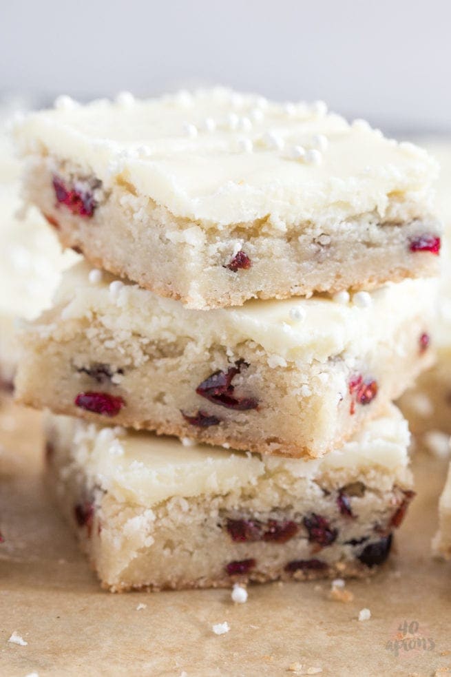 Easy Cranberry White Chocolate Cookie Bars - 40 Aprons