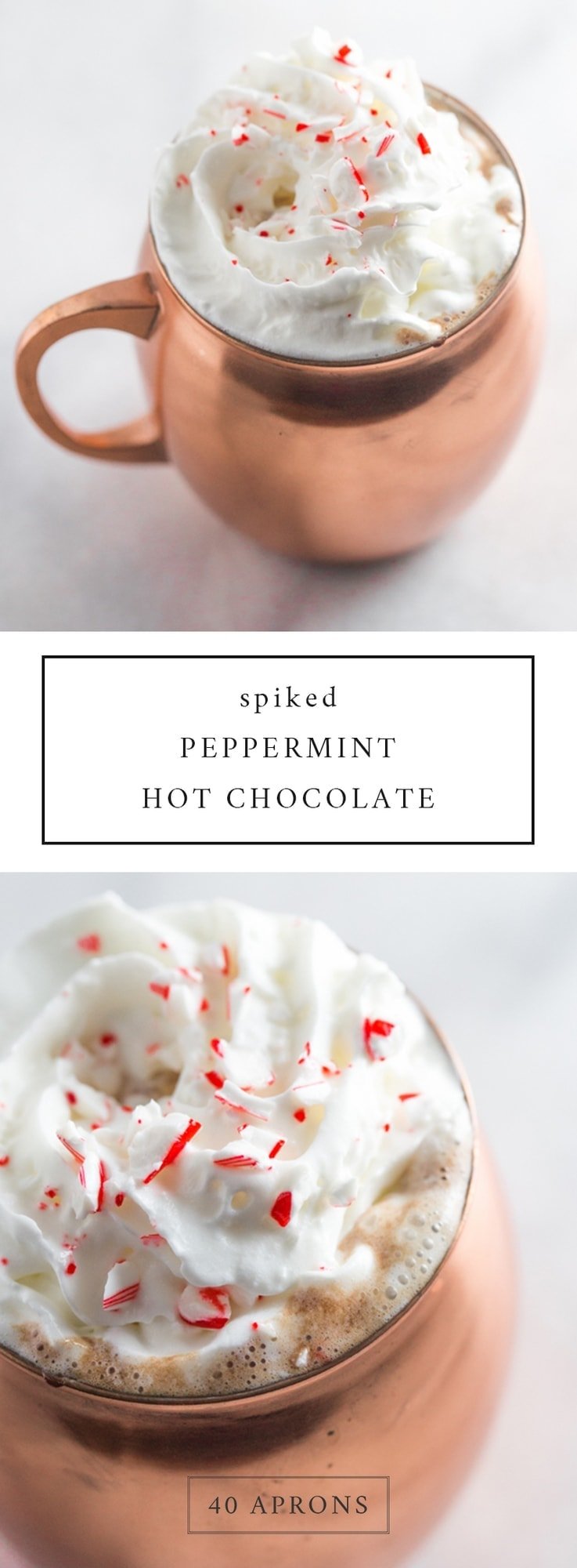 Spiked peppermint hot chocolate. So rich and creamy with the perfect peppermint kick.. Easy and perfect for Christmas