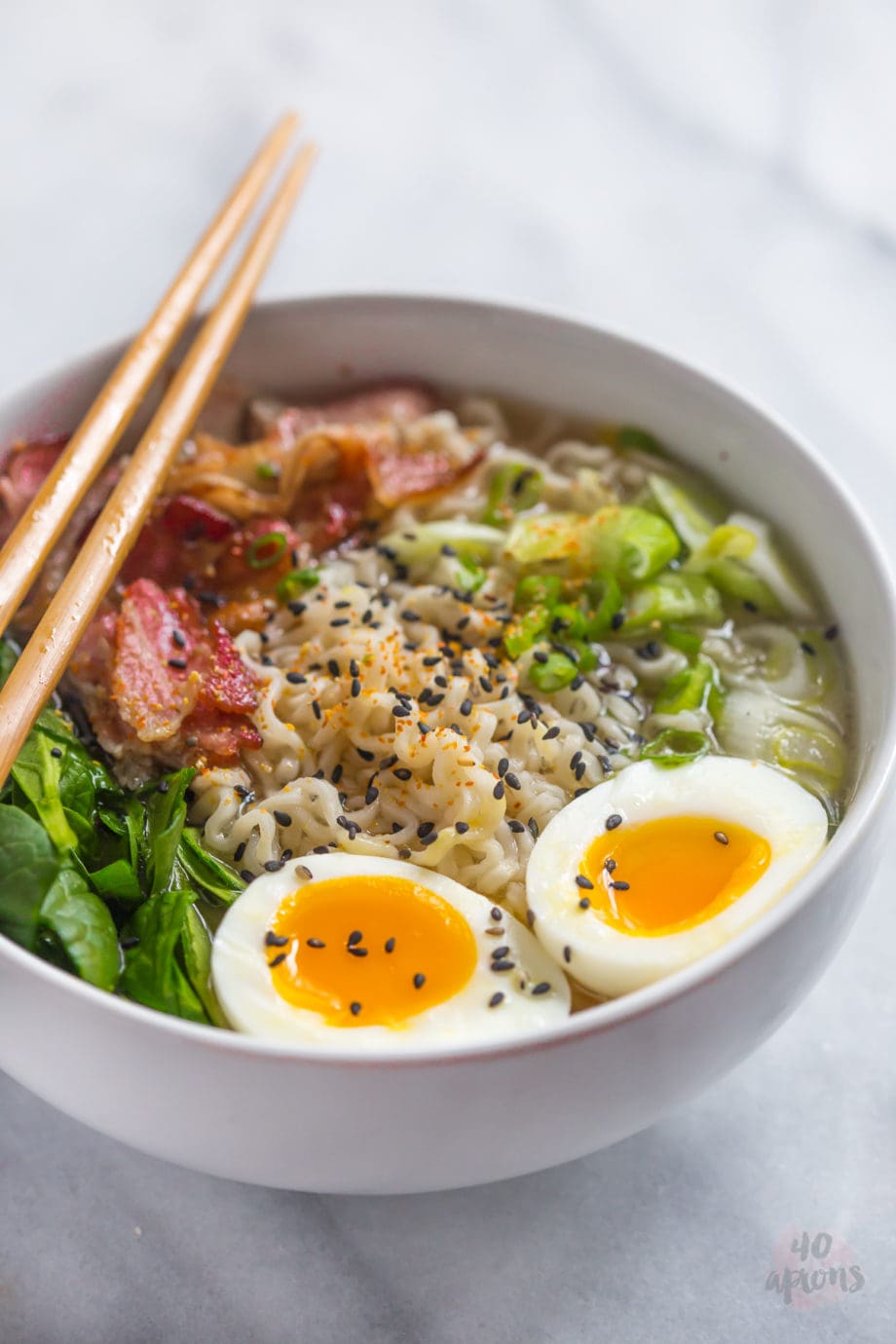 Bacon ramen - rich, salty, smoky ramen broth. // 40 Aprons