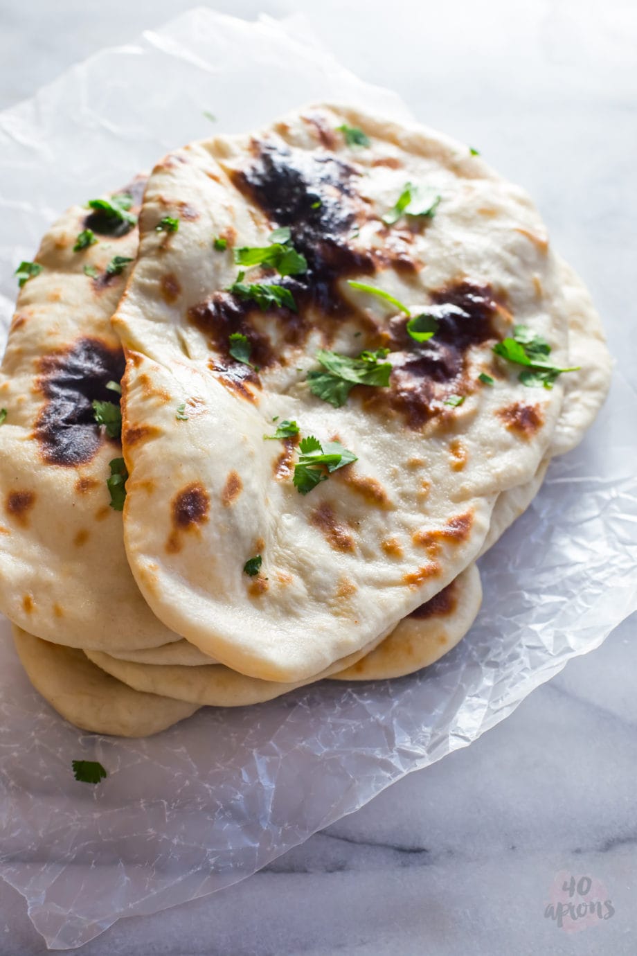 Perfect naan. Chewy, tender, perfect with Indian dishes. // 40 Aprons