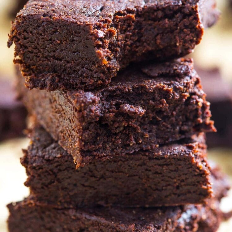 Healthy fudgy brownies - rich, fudgy, dense, and chewy, but with no refined sugar or flour! Everything is awesome! // 40 Aprons