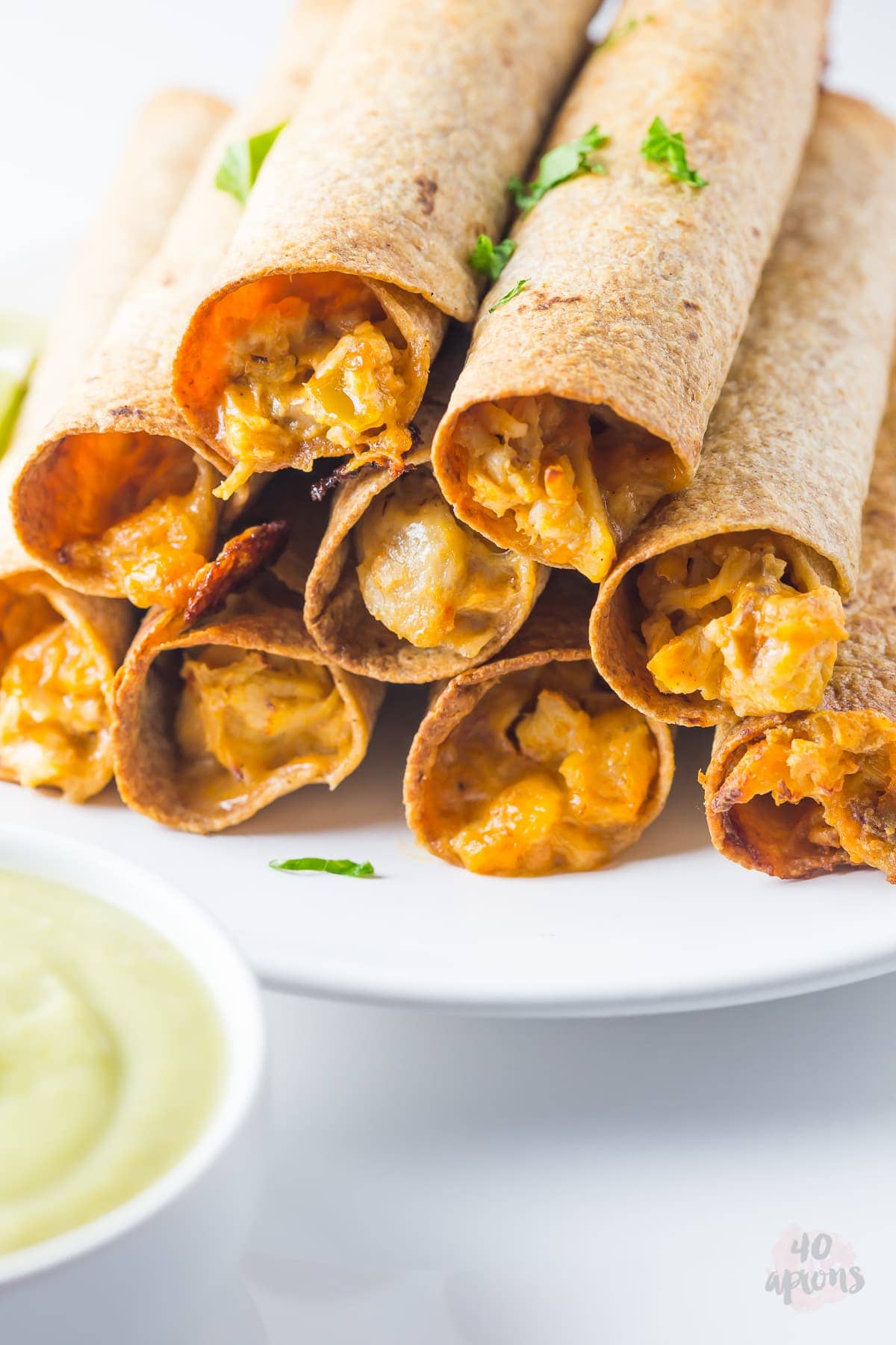 Cheesy Chicken Taquitos with Avocado Salsa (Whole Wheat!) - 40 Aprons