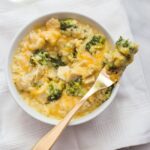Cheesy broccoli chicken brown rice bake. The best broccoli chicken rice casserole you've ever had (and will ever have.. dangit!) // 40 Aprons