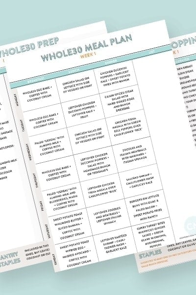 Whole30 Meal Plans + Shopping Lists: Prep + Week 1 (Downloadable)