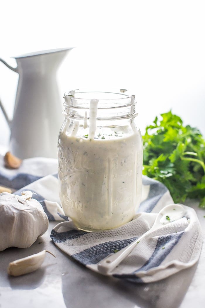The best Whole30 ranch dressing. Garlicky with fresh herbs, it's the best paleo ranch dressing out there!