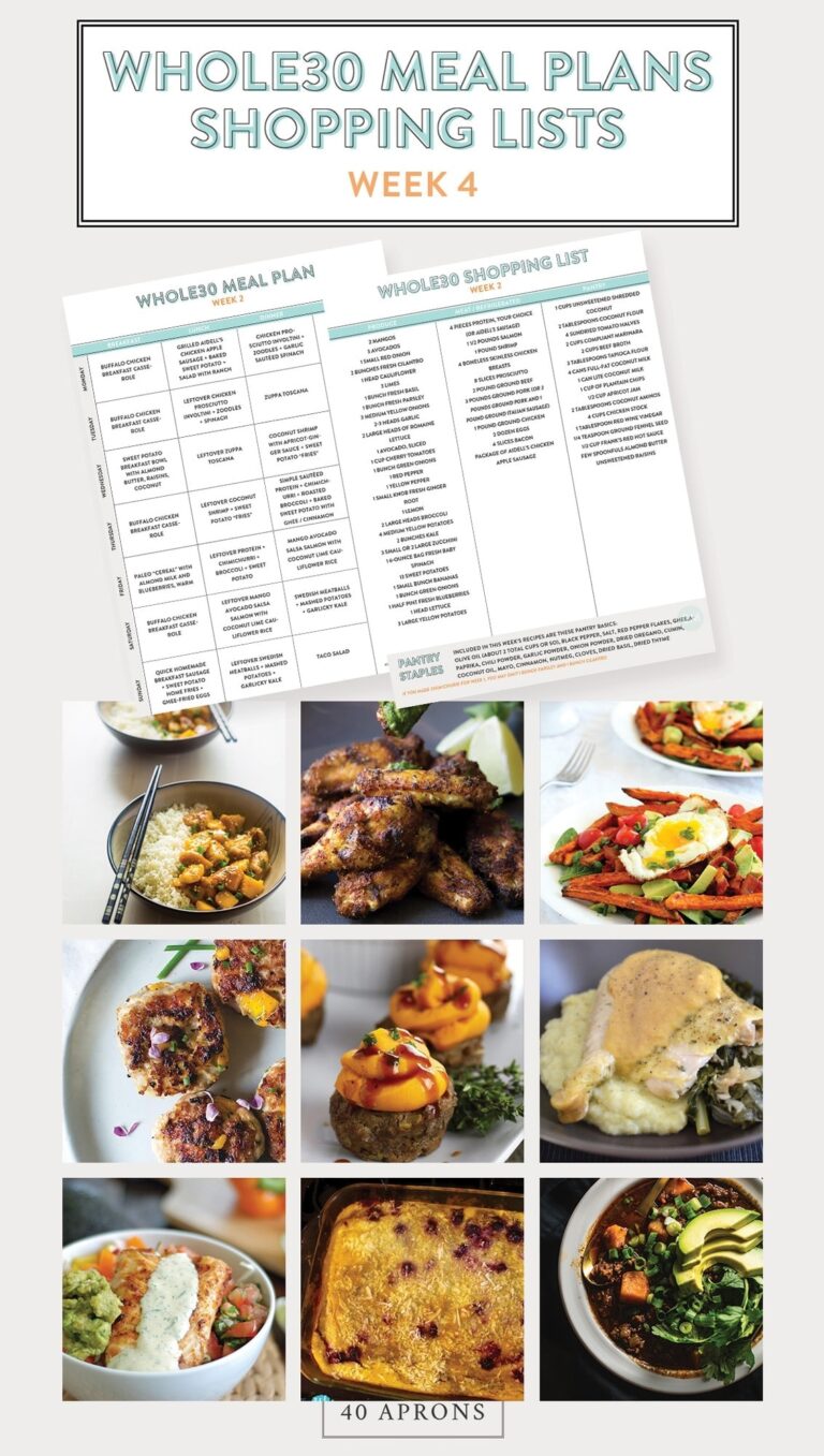 Whole30 Meal Plans + Shopping Lists: Week 4 (Downloadable)