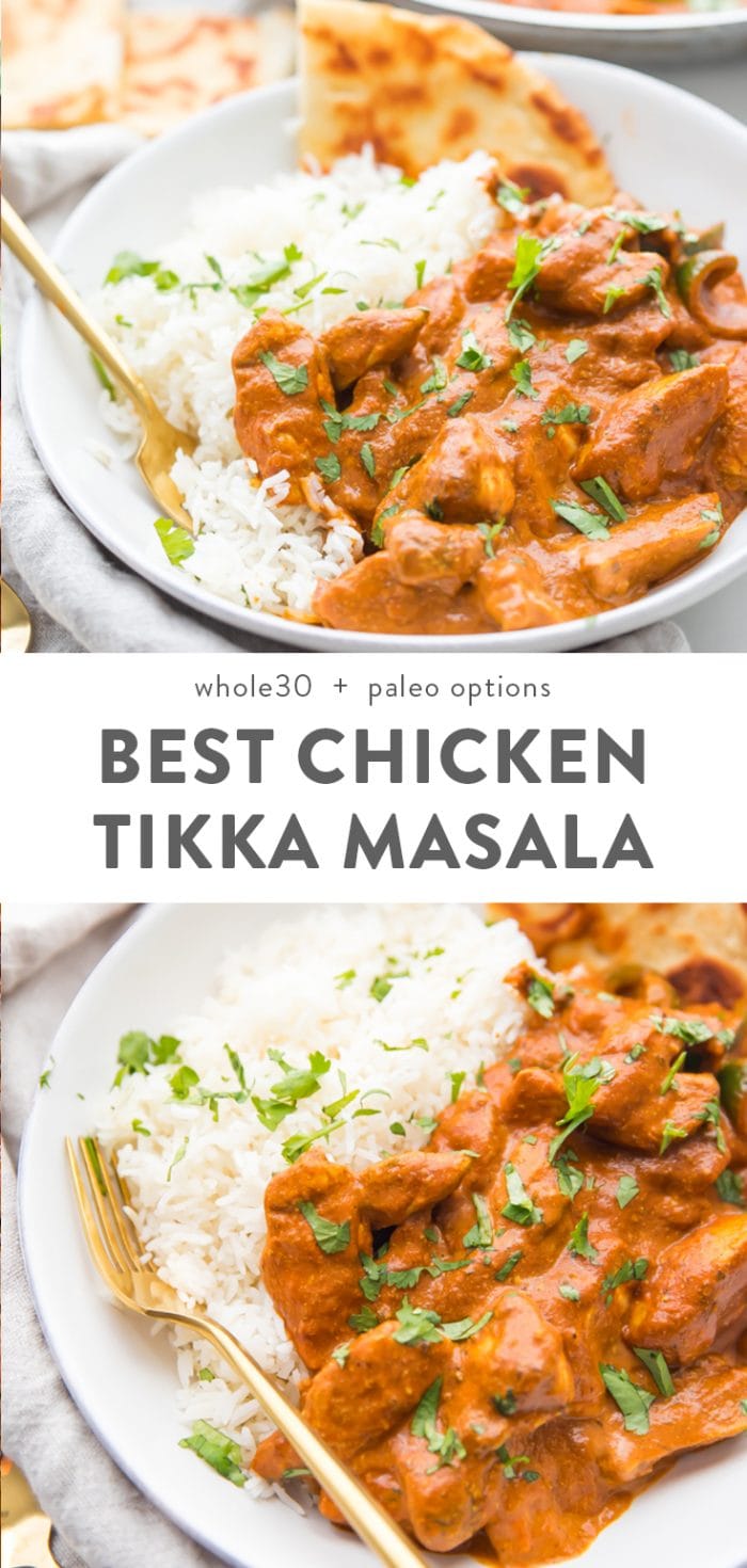 Best Chicken Tikka Masala Recipe (Restaurant Style, Paleo, Whole30, Dairy Free) Pinterest image