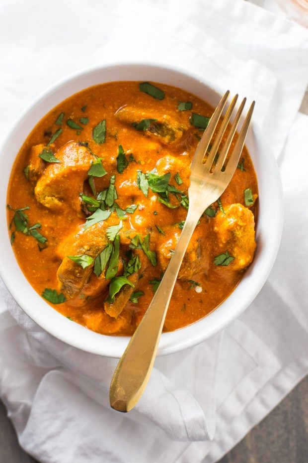 This restaurant-style chicken tikka masala will fool even the most hardcore of takeout enthusiasts. This paleo chicken tikka masala recipe is rich and creamy with tender bites of chicken, and this dish also works as a Whole30 chicken tikka masala recipe that absolutely everyone would love. Healthy and a wonderful paleo dinner or Whole30 dinner.