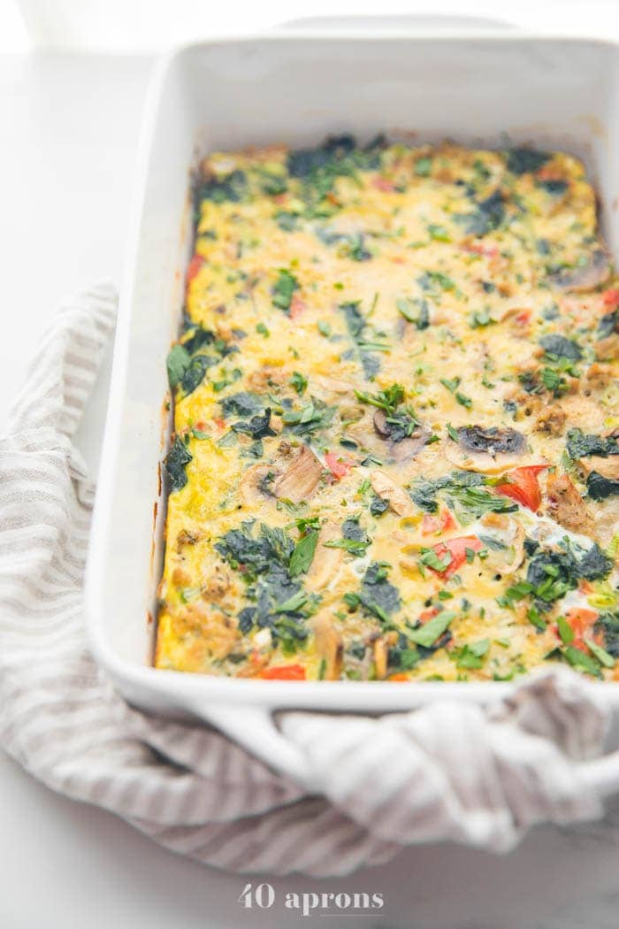 Veggies and sausage for Whole30 breakfast casserole