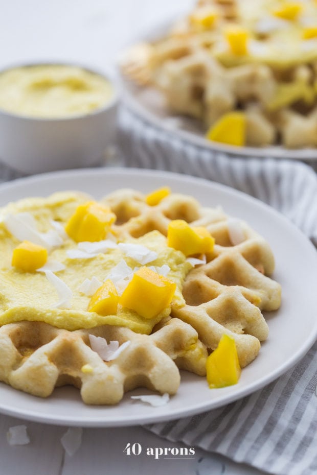 Best Paleo Waffles with Mango-Coconut Cream