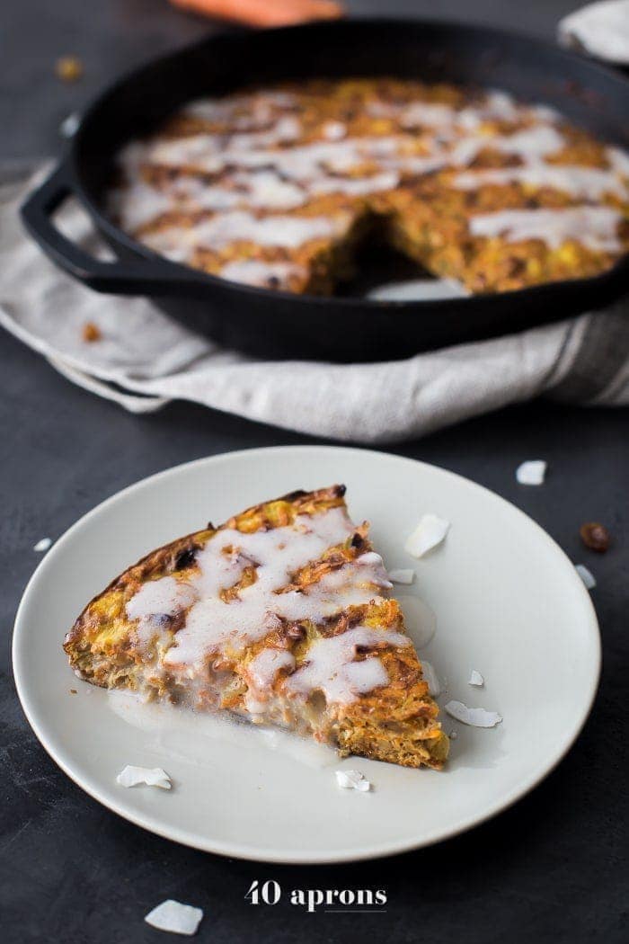 Carrot Cake Paleo Breakfast Bake with “Cream Cheese” Glaze (Dairy-Free, Gluten-Free)