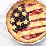 This paleo American flag pie is the absolute perfect paleo 4th of July dessert. Full of fresh strawberries and blueberries with a crunchy crust, it's a stellar paleo pie that's just stunning. Is there a better paleo pie for the ultimate paleo 4th of July dessert table? I think not!