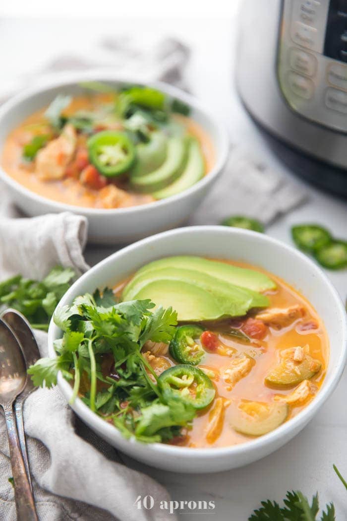 Whole30 Instant Pot Chicken Tortilla Less Soup Paleo 40 Aprons