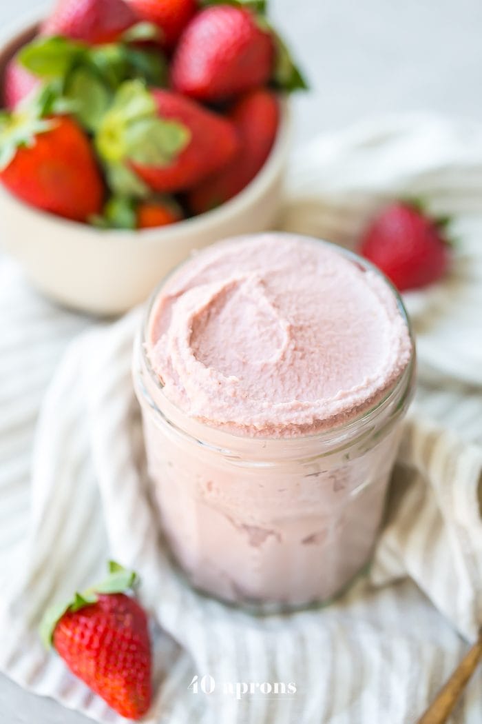 This strawberry coconut butter is rich, creamy, and fruity. You'll want a jar of this Whole30 coconut butter in your fridge all summer long! Made with only 2 ingredients, it only takes a few minutes to come together, and you'll fall in love with this Whole30 coconut butter. Promise! 