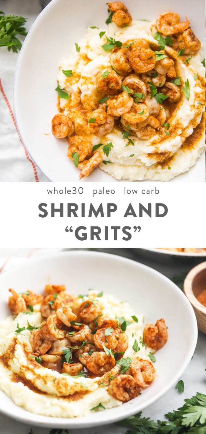 Paleo Shrimp and Grits (Whole30, Low Carb) Pinterest image