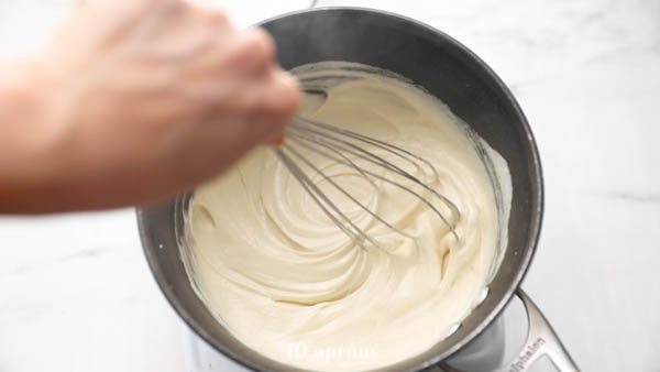 Blend together mozzarella ingredients then heat and whisk constantly